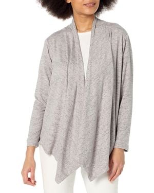 Natori Brushed Hacci Waterfall Cardigan Cb: 27",heather Grey,medium - Gray