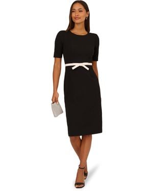 Adrianna Papell Contrast Bow Sheath Dress Black/ivory 14