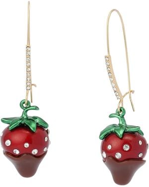 Betsey Johnson Jewelry Love Spell Chocolate Strawberry Dangle Earrings - Red