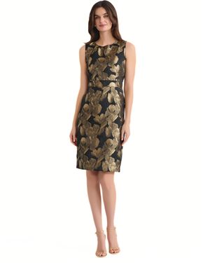 Kasper Petite Sleeveless Jacquard Sheath Dress - Multicolor