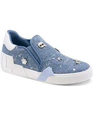 Karl Lagerfeld Paris Maude Slip On Sneaker With Pins - Blue