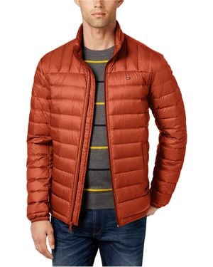 Tommy Hilfiger Lightweight Water Resistant Packable Down Puffer Jacket - Red