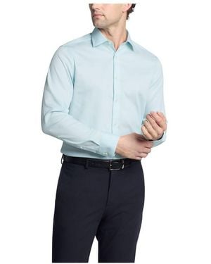 Calvin Klein Dress Shirt Non Iron Stretch Slim Fit Solid - Blue