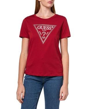 Guess Eco Short Sleeve Krystal Triangle Tee - Red