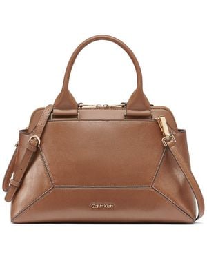 Calvin Klein Heidi Organizational Satchel - Brown