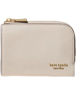 Kate Spade Devin Pebbled Leather Small Compact Wallet - Natural