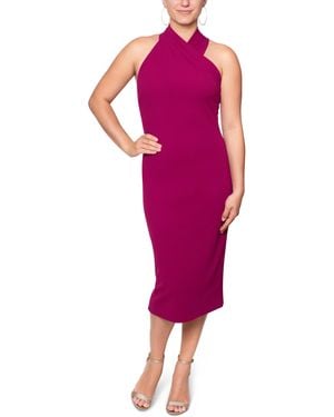 Rachel Roy Harland Elegant Sleeveless Halter Bodycon Midi Cocktail Party Dress - Purple