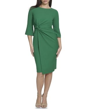 Kensie Belle Sleeve Scuba Crepe Midi Dress - Green