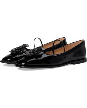 COACH Elaina Tea Rose Patent Leather Ballet Flat - Black