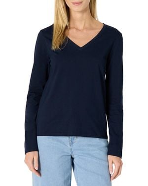 Amazon Essentials 100% Cotton Regular-fit Long-sleeve V-neck T-shirt - Blue