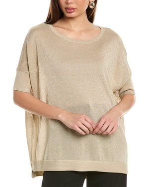 Vince Camuto 3/4 Sleeve Wide Crew Neck W/allover Lurex - Natural
