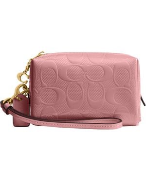 COACH Box Program Patent Signature Leather Essential Mini Cosmetic Pouch - Pink