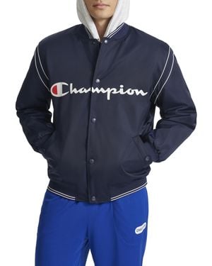 Champion satin baseball jacket black best sale