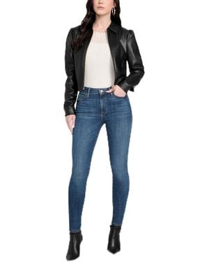 Guess Fancy Zipped Faux Leather Biker Jacket - Blue