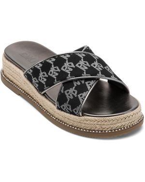 DKNY Everyday Cushioned Insole Berris-x Band Wedge Flat Sandal - Black