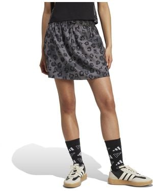 adidas Animal Print 3-stripes Woven Skirt - Black