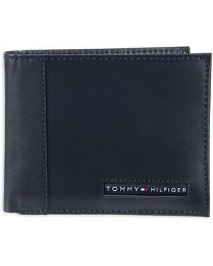Tommy Hilfiger Men's Genuine Leather Slim Passcase Wallet - Blue