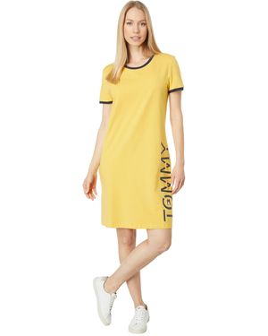 Tommy Hilfiger Logo T-shirt Dress - Yellow
