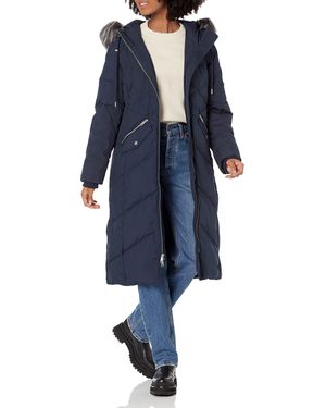 Marc New York Long Puffer Down Luxurious Dtm Faux Fur Trimmed Hood - Blue