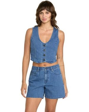 Volcom Stoned Boyfriend Baggy Fit High Rise 5" Denim Short - Blue