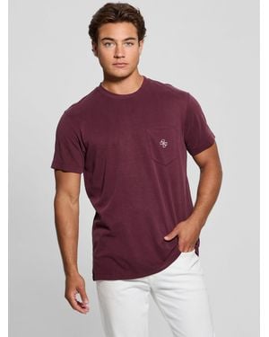Guess Short Sleeve Eco 4g Pocket Knit Top - Purple