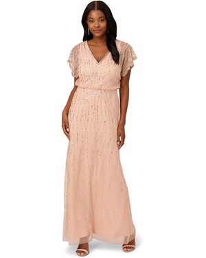 Adrianna Papell Plus Size Beaded Blouson Gown in Blue Lyst