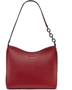Calvin Klein Nova Chain Hobo Shoulder Bag - Red