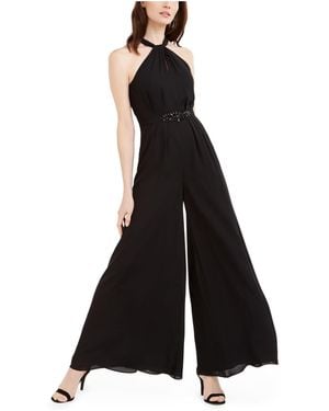 Calvin Klein Halter Neck Jumpsuit With Palazzo Leg - Black