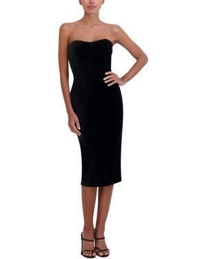 BCBGMAXAZRIA Sweetheart Neck Velvet Bustier Midi Cocktail Dress - Black