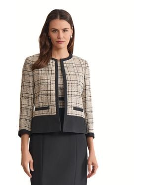 Kasper Framed Plaid Blazer - Gray