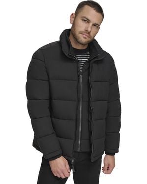 Calvin Klein Heavyweight Quilted Insulated Zip Front Puffer Jacket - Black