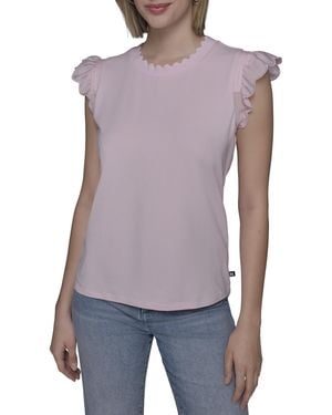 Karl Lagerfeld Paris Soft Everyday Essential Casual T-shirt - Purple