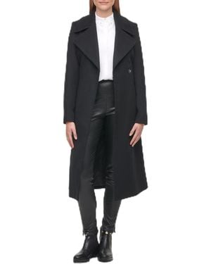 Karl Lagerfeld Paris Luxe Twill Classic Belted Maxi - Black
