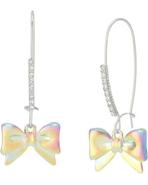 Betsey Johnson Kick Off Bow Dangle Earrings - Metallic