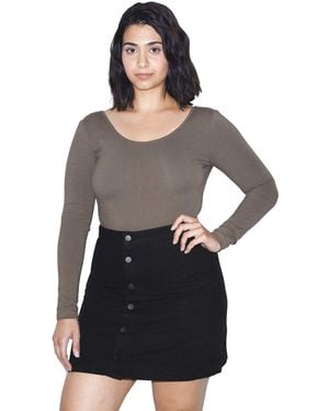 American Apparel Denim Button Front A-line Mini Skirt - Black