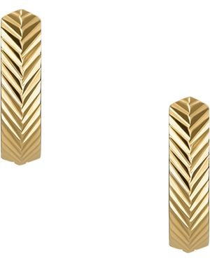 Fossil Harlow Linear Texture Gold-tone Stainless Steel Hoop Earrings - Metallic