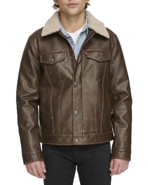 Levi's classic faux leather trucker jacket hot sale