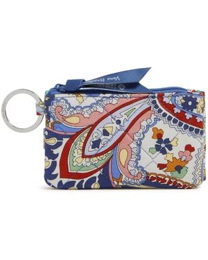 Vera Bradley Cotton Deluxe Zip Id Case Wallet With Rfid Protection - Blue
