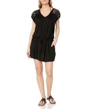 Rachel Roy Standard Lace Detail Dress Style Swim Coverup - Black