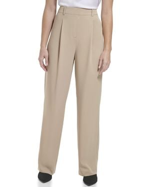 Calvin Klein Wide Leg Pants W/ Pleat - Natural