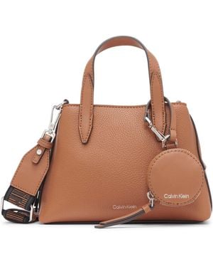 Calvin Klein 2 in 1 Compartment Satchel Crossbody - Marrón