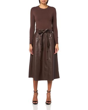 Shoshanna Leather Knit Jaden Dress - Brown
