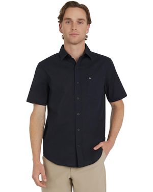 Quiksilver Premium Cotton Woven Short Sleeve Button Up Casual Shirt - Black