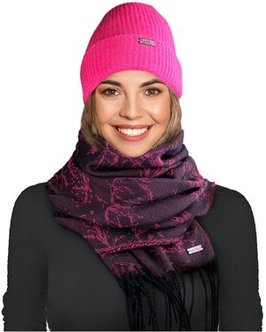 Nicole Miller Nicole Miller Hanging Scarf And Beanie Hat Set - Pink