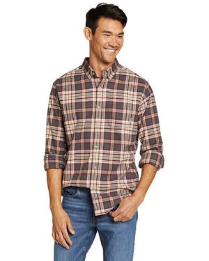 Eddie Bauer Men's Eddie's Favorite Flannel Classic Fit Shirt - Plaid, Heather Gray, Medium - Brown