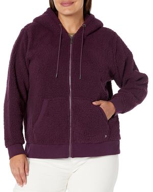 Andrew Marc Size Teddy Full Zip Hooded Jacket - Purple
