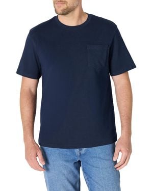 Amazon Essentials Maglietta con Tasca in Cotone Pesante dalla vestibilità Comoda Uomo - Blu