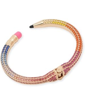 Betsey Johnson Straight A's Pavé Pencil Cuff Bracelet - Metallic