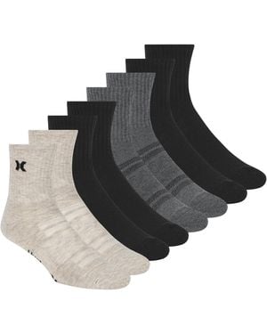 Hurley 8 Pack High Quarter Crew Socks - Black