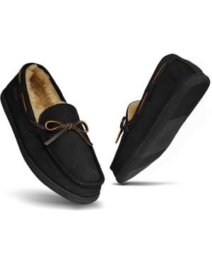 Cole Haan Classic Slip-on Microsuede Moccasin Slipper - Black